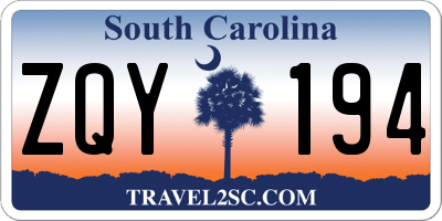 SC license plate ZQY194