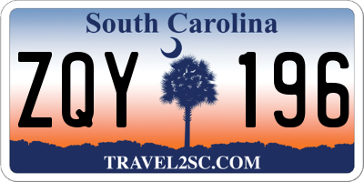 SC license plate ZQY196