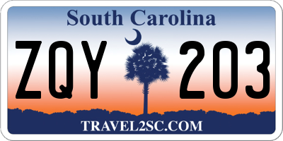 SC license plate ZQY203