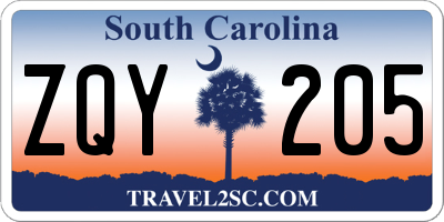 SC license plate ZQY205