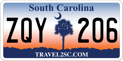 SC license plate ZQY206
