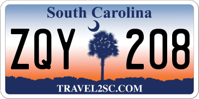 SC license plate ZQY208