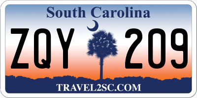 SC license plate ZQY209