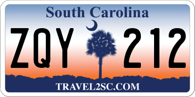 SC license plate ZQY212