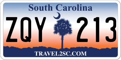 SC license plate ZQY213