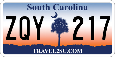 SC license plate ZQY217