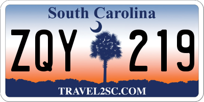 SC license plate ZQY219