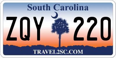 SC license plate ZQY220