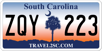 SC license plate ZQY223