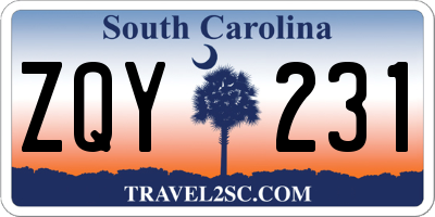 SC license plate ZQY231