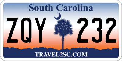 SC license plate ZQY232