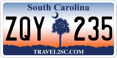 SC license plate ZQY235