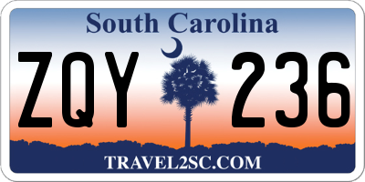 SC license plate ZQY236