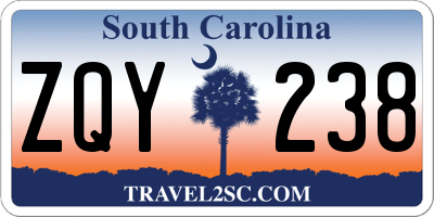 SC license plate ZQY238