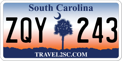 SC license plate ZQY243