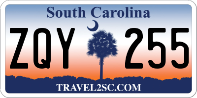 SC license plate ZQY255