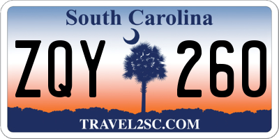 SC license plate ZQY260