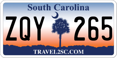 SC license plate ZQY265