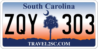 SC license plate ZQY303