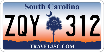SC license plate ZQY312