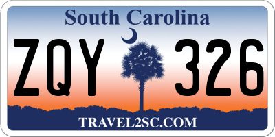 SC license plate ZQY326