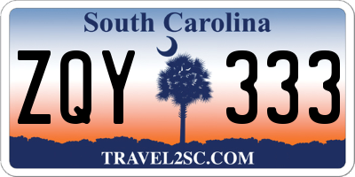 SC license plate ZQY333