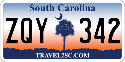 SC license plate ZQY342