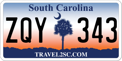 SC license plate ZQY343