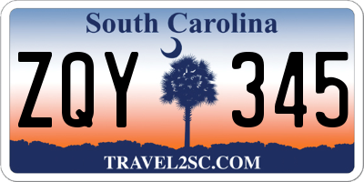 SC license plate ZQY345