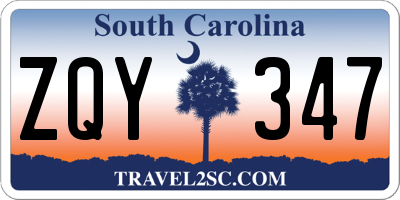 SC license plate ZQY347