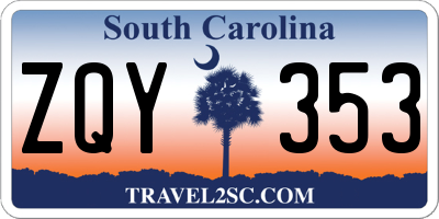 SC license plate ZQY353