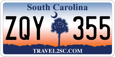 SC license plate ZQY355
