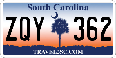 SC license plate ZQY362