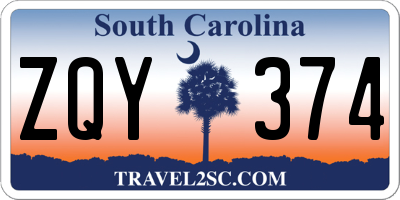 SC license plate ZQY374