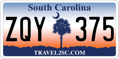 SC license plate ZQY375