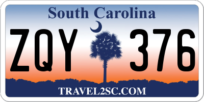 SC license plate ZQY376