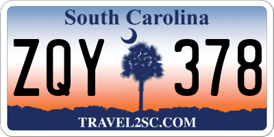 SC license plate ZQY378