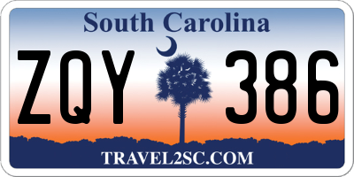 SC license plate ZQY386