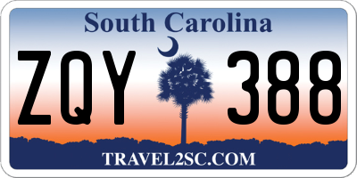 SC license plate ZQY388