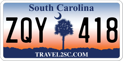 SC license plate ZQY418