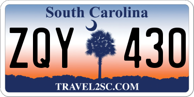 SC license plate ZQY430