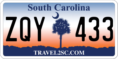 SC license plate ZQY433