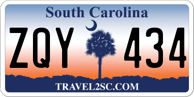 SC license plate ZQY434