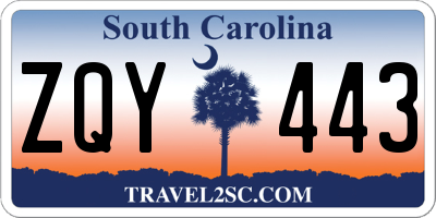 SC license plate ZQY443