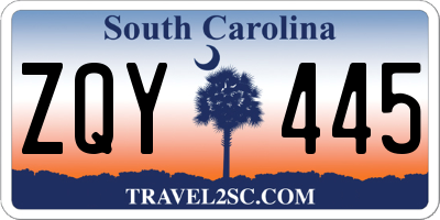 SC license plate ZQY445