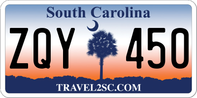 SC license plate ZQY450