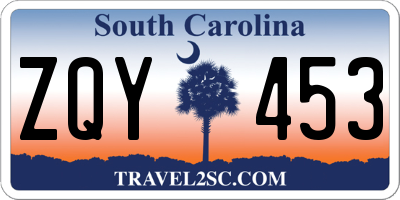 SC license plate ZQY453