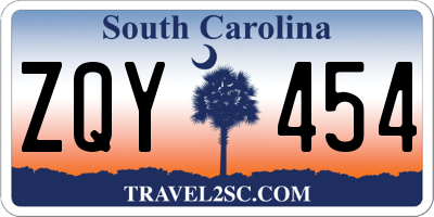SC license plate ZQY454