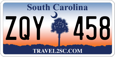 SC license plate ZQY458