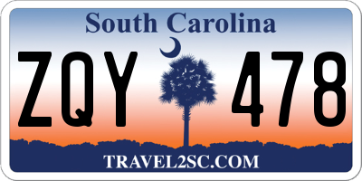 SC license plate ZQY478
